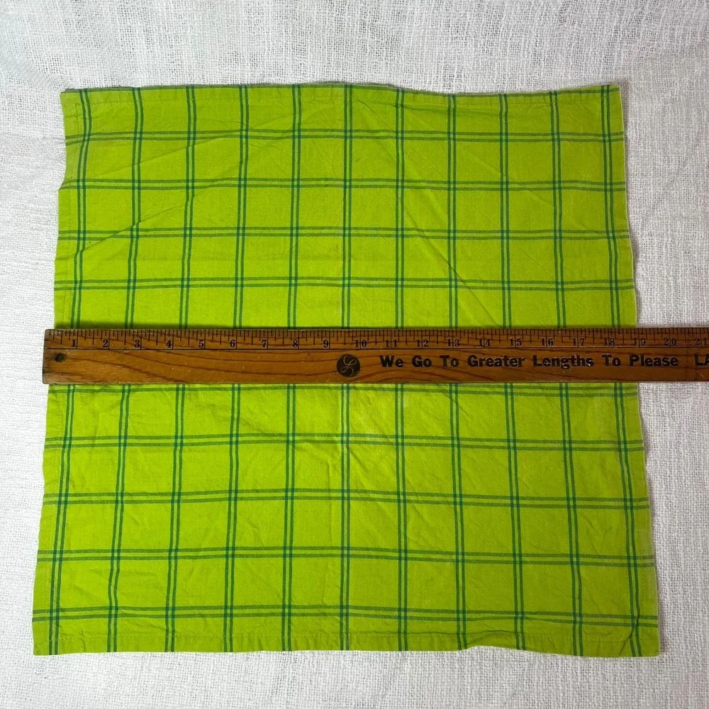 Vintage Pier 1 Imports Placemat Napkin Set Green Fringe Plaid Cotton‎ Farmhouse